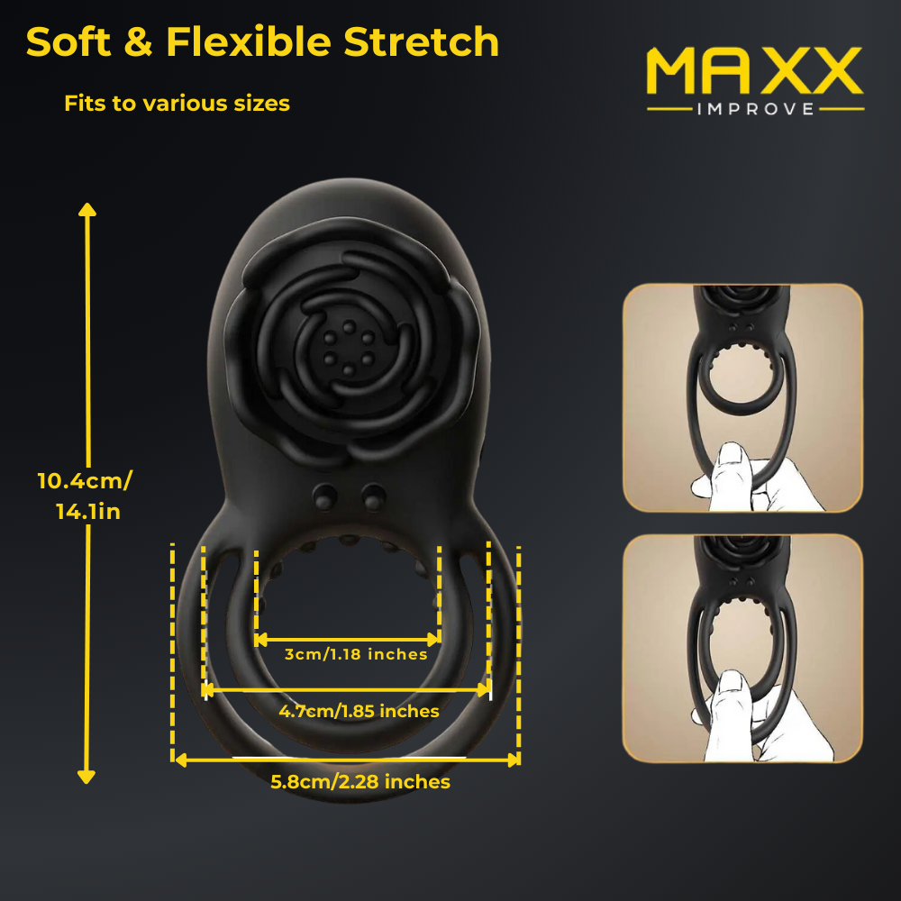 MAXX IMPROVE Black Rose Vibrating Cock Ring - Maxx Improve