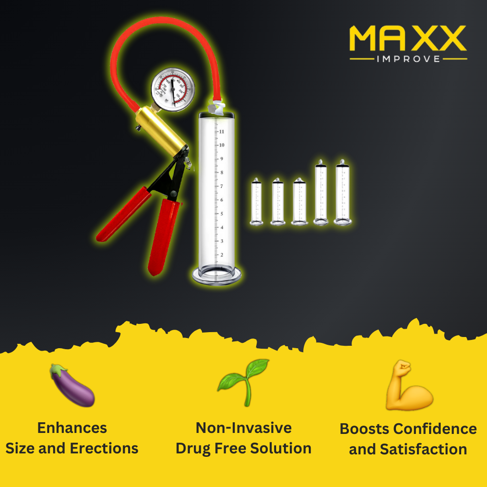 MAXX IMPROVE Penis Pump with Metal Pressure Gauge Handle