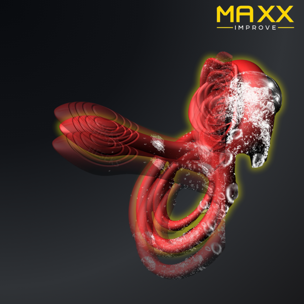 MAXX IMPROVE Inside-Out Red Rose Vibrating Cock Ring - Maxx Improve