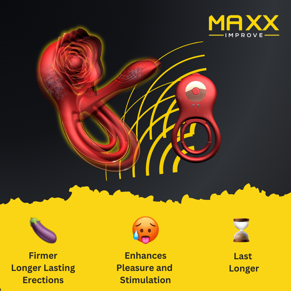 MAXX IMPROVE Inside-Out Red Rose Vibrating Cock Ring