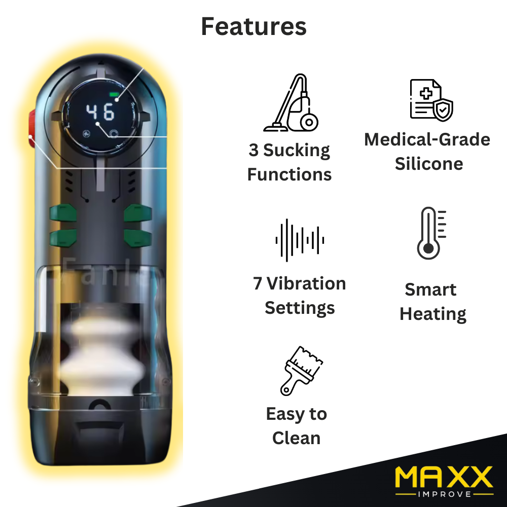 MAXX IMPROVE SensuWave Masturbator 3-In-1, Suck-Vibrate-Moaning (Optional)