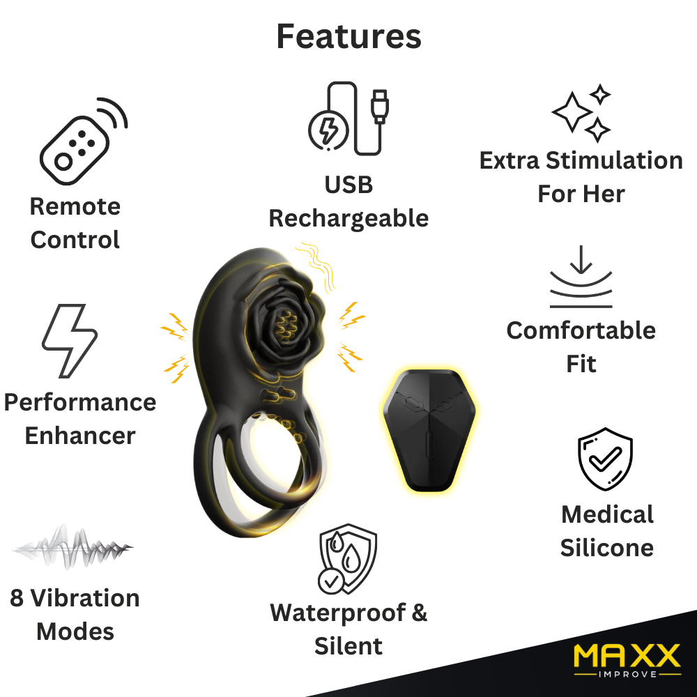 MAXX IMPROVE Black Rose Vibrating Cock Ring